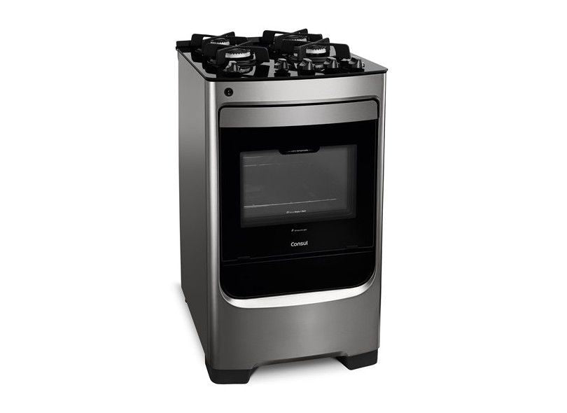 Fogão Piso Consul 4 Bocas CFO4V Mesa de Vidro Inox Bivolt